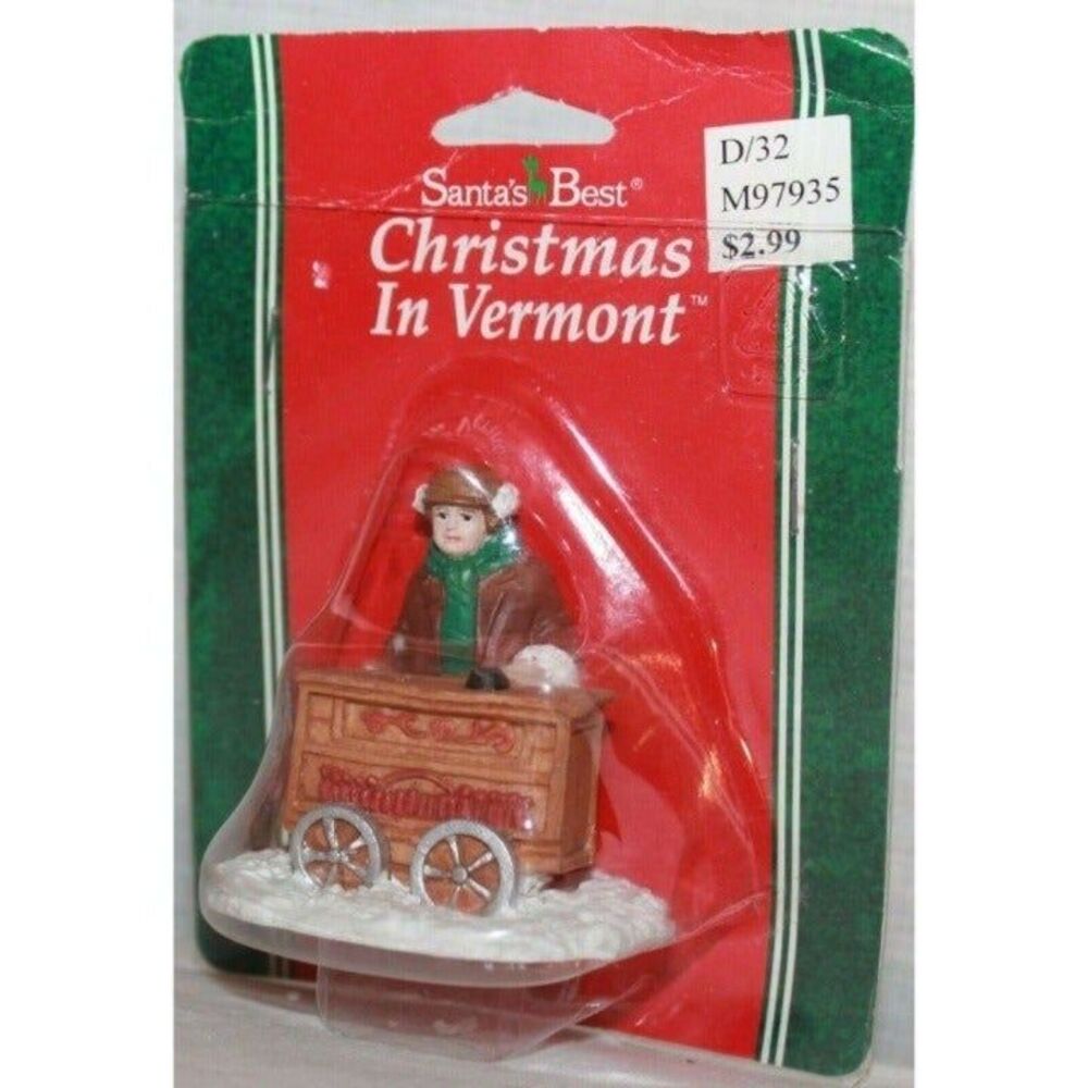 1995 Santa's Best Christmas Village Figurine "Vendor with Cart"